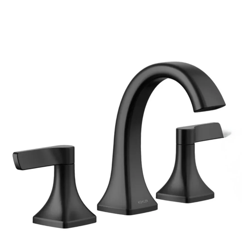 Kohler Riverly Matte Black Bathroom Faucet Widespread 2 - Handle New
